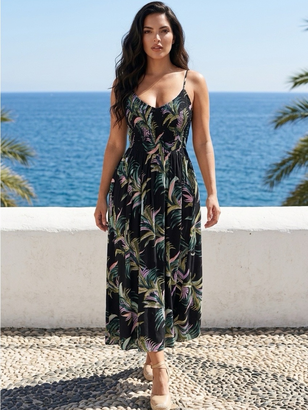 3 piece Tropical Print Maxi Dress and swimsuit - Picture 5 of 16
